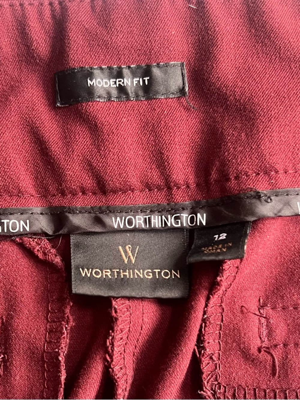 Worthington Modern Fit
Burgundy Trousers Pants Sz 12
Mid Rise Workwear - Picture 6 of 7